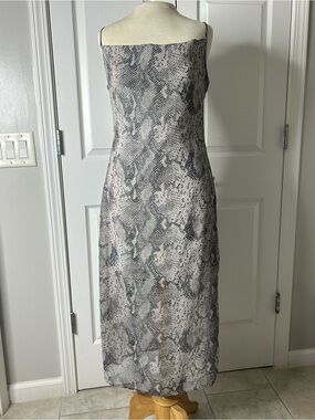 Lulus Snake Print Satin Midi Dress NWT Size S Elegant Slip Dress